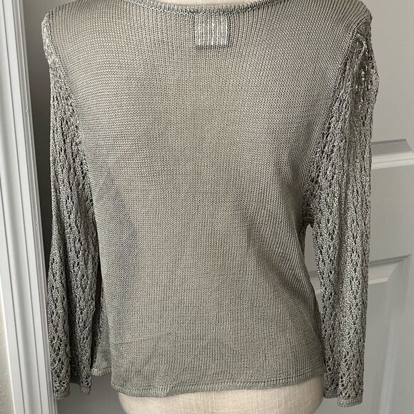 Rabbit Rabbit Rabbit Light Silvery Sage Open-Knit Cropped Sweater NWOT VTG - Picture 5 of 9